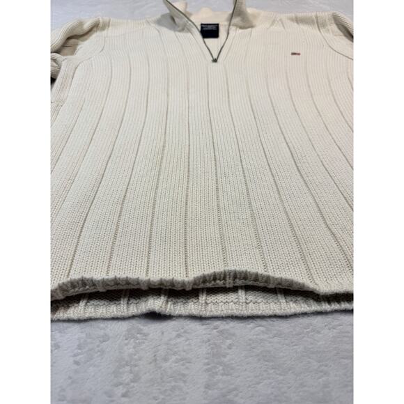 Polo Jeans Ralph Lauren Vintage 1/4 Zip Ribbed Knit Sweater Cotton XL Cream - Picture 5 of 12